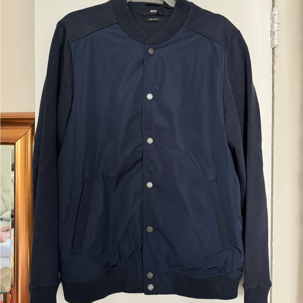 Hugo Boss Cloth & Nylon Navy Bomber Jacket